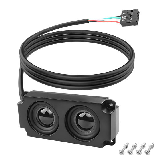 Picture of XMSJSIY Motherboard Speaker Internal USB PC Computer Speaker 9 Pin for Desktop Case Audio Stereo Loudspeaker Hidden Small Type DIY-0.6M/1.9FT 1 Pair