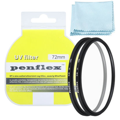 Picture of PATIKIL 72mm UV Filter, 2 PCS UV Protection Filter Slim UV Protection Camera Lens Filter Aluminum Optical Camera Accessory Crystal Clear Pics for 72mm Camera Lens Filter Photography