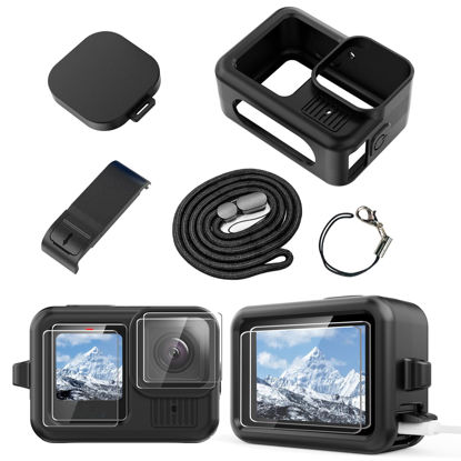 Picture of Camera Silicone Sleeve Case for Gopro 13, Protective Case with Tempered Glass Screen Cover&Lens Cap&Battery Side Cover&Lanyard Accessories Kit