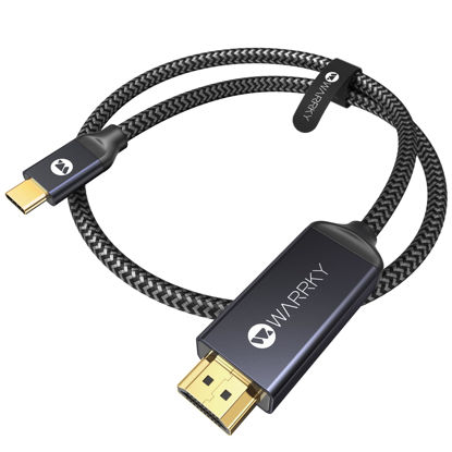 Picture of Warrky USB C to HDMI Cable 3.3ft (4K@60Hz) [Aluminum Shell, Gold-Plated Plug] Type-C to HDMI 2.0 Cord, Thunderbolt 4/3 Compatible with iPhone 15 Series, MacBook Pro/Air, Galaxy, Surface, Dell, iPad
