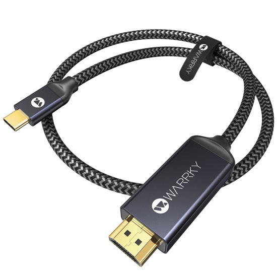 Picture of Warrky USB C to HDMI Cable 3.3ft (4K@60Hz) [Aluminum Shell, Gold-Plated Plug] Type-C to HDMI 2.0 Cord, Thunderbolt 4/3 Compatible with iPhone 15 Series, MacBook Pro/Air, Galaxy, Surface, Dell, iPad