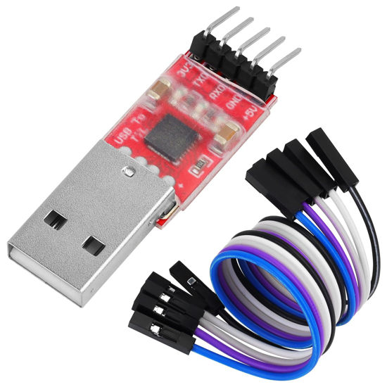 Picture of YELUFT CP2102 USB to TTL Module - Serial Converter Adapter Downloader for UART STC 3.3V and 5V Programming Microcontrollers with Jumper Cable