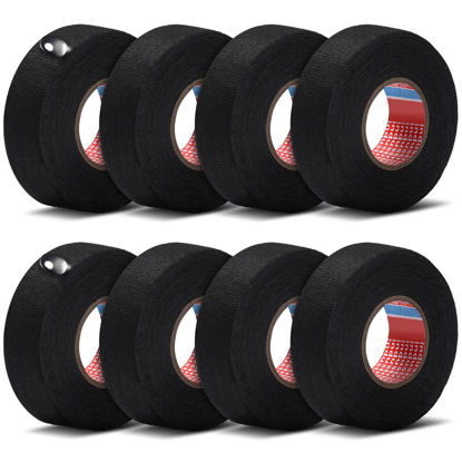 Picture of Outus 4 Rolls 1 Inch x 49.2 ft Wire Harness Tape Automotive Cloth Tape High Temp Electrical Wrap Noise Damping Heat Proof Adhesive Fabric Wrap for Protection Insulation Cable