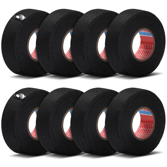 Picture of Outus 4 Rolls 1 Inch x 49.2 ft Wire Harness Tape Automotive Cloth Tape High Temp Electrical Wrap Noise Damping Heat Proof Adhesive Fabric Wrap for Protection Insulation Cable