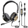 Picture of Wantek USB Computer Headset with Clear Chat Microphone, Lightweight On Ear Wired Headset for MS Teams,Skype,Webinars,Call Center and More