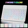 Picture of Ultra-Slim Bluetooth Keyboard and Mouse Portable Mini Wireless Keyboard Rechargeable 7-Color Backlit for Apple iPad iPhone Samsung Tablet iPhone Smartphone iOS Android Windows,Round Keys White