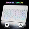 Picture of Ultra-Slim Bluetooth Keyboard and Mouse Portable Mini Wireless Keyboard Rechargeable 7-Color Backlit for Apple iPad iPhone Samsung Tablet iPhone Smartphone iOS Android Windows,Round Keys White