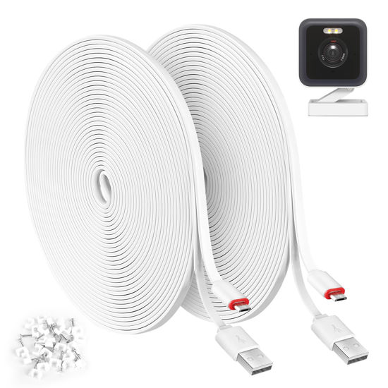 Picture of 2 Pack 25FT Power Extension Cable Compatible with WyzeCam,Wyze Cam v4,WyzeCam Pan,WYZE Cam OG,KasaCam Indoor,NestCam Indoor,Blink,Cloud Cam, Waterproof USB to Micro USB Durable Charging Cable