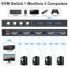 Picture of USB3.0 Switch HDMI Kvm Switch 4 Computers 1 Monitors with 3 USB Ports, 4K@60Hz for 4 Computers Sharing Monitor Keyboard Mouse, Supports Button Control, EDID Compatible