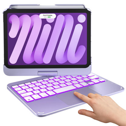 Picture of typecase Keyboard Case for iPad Mini 7 (2024) & Mini 6 (2021) - Wireless Case with Keyboard for iPad Mini 7th 6th Generation 8.3" - 10 Colors Backlit Keyboard Cover with Trackpad - Light Purple