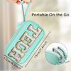 Picture of COSHAYSOO Electronics Organizer Bag Travel with Chenille Letter Patch TECH Traveling Must Have Accessories Cute Personalized Gift for Women Cable Cord Charger Storage Pouch (Greenish Blue)