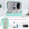 Picture of COSHAYSOO Electronics Organizer Bag Travel with Chenille Letter Patch TECH Traveling Must Have Accessories Cute Personalized Gift for Women Cable Cord Charger Storage Pouch (Greenish Blue)