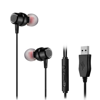 Picture of USB Earbuds with 8.2FT Extra Long Cord for Computer, in-Ear USB Headphone Headset with Mic Compatible with Laptop, Desktop PC, Notebook & Chromebook, Noise-isolation & Lightweight, CGS-W7