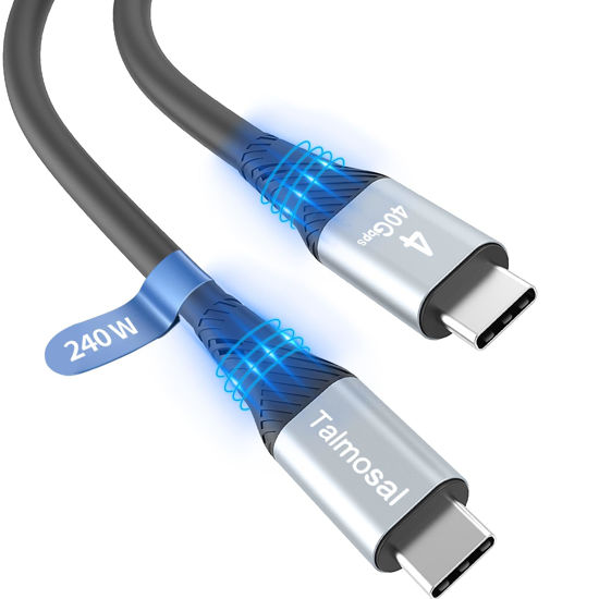 Picture of Talmosal 240W for Thunderbolt 4 Cable 10 ft, Support 8K@60Hz, 4K@144Hz 40Gbps/240W PD Charging for iPhone 16/15, USB4, Thunderbolt 3, MacBook Pro, Docking, eGPU, SSD, Surface Pro