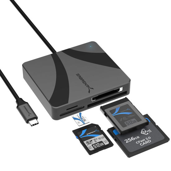 Picture of SABRENT USB-C Multi-Card Reader for CFexpress Type B, CFast 2.0, and microSD/SD Cards (CR-C4PM)