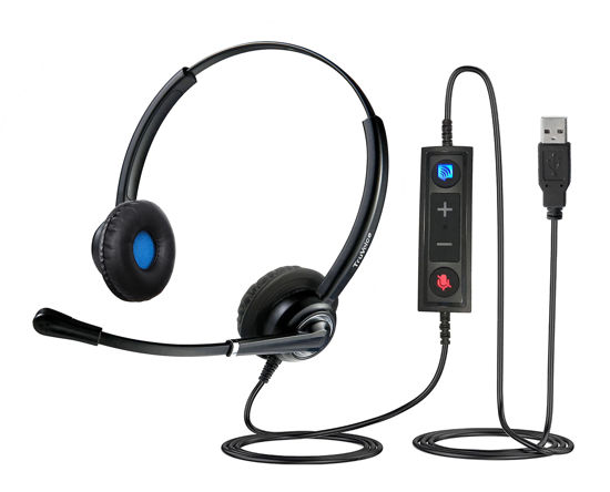 Picture of VoicePro 20 Professional Home Office and Call Center USB Headset with Noise Canceling Microphone, HD Speakers and in Line Call Controls with Mute, Compatible with All UC Voice Platforms.