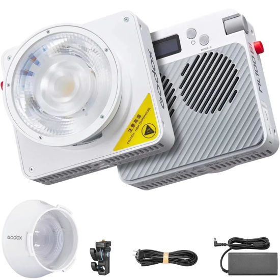 Picture of Godox ML100Bi Bi-Color LED Video Light with 2 Reflector Lens, 100W 34300Lux@1M CRI 97+ TLCI 98+ 2800K-6500K LED COB Light, 11 FX Effects LED Photography Light, Portable LED Continuous Light