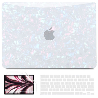 Picture of B BELK Compatible with MacBook Air 13.6 inch Case 2025 2024 2023 2022 Release M3 A3113 M2 A2681 Liquid Retina Display, Plastic Hard Shell Case & Keyboard Cover & Screen Protector, Shiny Luster Pearl