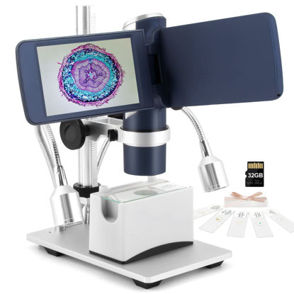 Picture of Andonstar AD203S HDMI Digital Microscope for Error Coins with Metal Stand, Handheld Portable USB Microscope Kit for Kids&Adults, 4" LCD Screen, Photo/Video Capture, Windows/Mac PC Compatible(Navy)