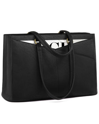 Picture of LOVEVOOK Laptop Bag for Women,17.3 Inch Laptop Tote Bag for Women,Vintage Leather Work Tote Bags Computer Teacher Bag,Waterproof Business Bag Office Briefcase