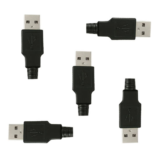 Picture of BlingKingdom 5 Sets USB Type A 4 Pin Male Jack Connector Adapter Plug Socket Connector Solder Welding Plate for DIY USB Power Supply Breadboard