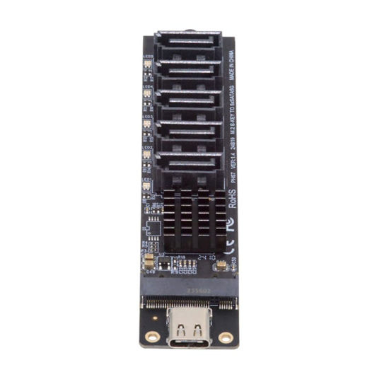Picture of NFHK 10Gbps USB-C Type-C to NGFF Key B+M SATA 6Gbps 5 Ports Adapter Converter PM Port Multiplier Selector JMB575 JMS580