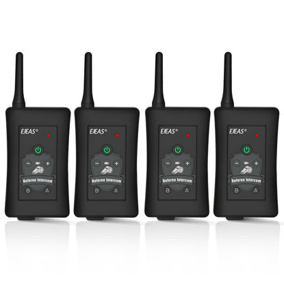 Picture of EJEAS FBIM 4 Sets Professional Football Referee Bluetooth Intercom, 850mAh Full-Duplex 1500M Wireless Bluetooth Interphone with Noise Reduction Function for Soccer and Handball Referees