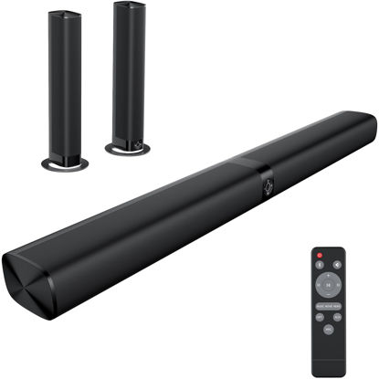 Picture of Assistrust Sound Bar for Smart TV, 60W Soundbar with Bluetooth/ARC/Opt/AUX Connect, Auto Volume Boost, 3 Equalizer Modes, 2 in 1 Detachable Soundbar for TV/PC/Gaming/Projectors