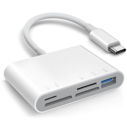 Picture of AkHolz SD Card Reader for iPhone 15 Mac MacBook Card Adapter with SD MicroSD Memory Stick XD USB-A 5 Slots Trail Camera Memory Card Viewer, Portable No App Required Plug and Play
