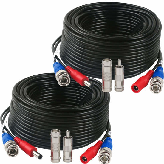 Picture of Tainston 2 Pack 60 Feet BNC Video Power Cable,BNC Extension Wire Security Camera Wire with Connectors for CCTV Camera DVR Surveillance System
