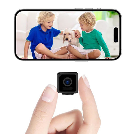 Picture of 4K Home Security Camera Mini Wireless Cam Indoor WIFI Camera Small Smart WiFi House Portable Cameras Tiny House Nanny Cam Battery Life Powered Body Camera 150 Wide Angle Night Vision Motion Detection