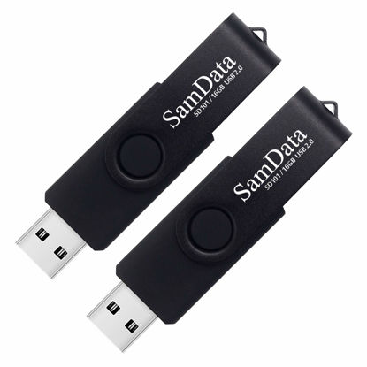 Picture of SamData 16GB USB Flash Drives 2 Pack 16GB Thumb Drives Memory Stick Jump Drive with LED Light for Storage and Backup (2 Pack Black)