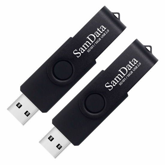 Picture of SamData 16GB USB Flash Drives 2 Pack 16GB Thumb Drives Memory Stick Jump Drive with LED Light for Storage and Backup (2 Pack Black)
