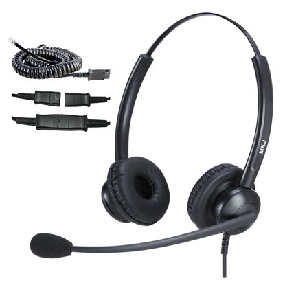 Picture of MKJ Noise Cancelling Cisco Headset with Microphone Dual Ear Wired Call Center Headphones for Office Phone Cisco CP-7821 7841 7861 8841 7942G 7931G 7940 7945G 7961 7962G 7965 7970G 7975G 8811 9951