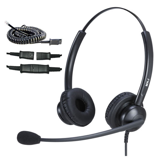 Picture of MKJ Noise Cancelling Cisco Headset with Microphone Dual Ear Wired Call Center Headphones for Office Phone Cisco CP-7821 7841 7861 8841 7942G 7931G 7940 7945G 7961 7962G 7965 7970G 7975G 8811 9951