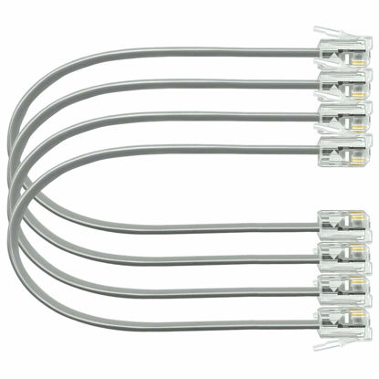 Picture of NECABLES 4Pack 8 Inch Short Phone Cord Short Telephone Cord Short Phone Line Cord RJ11 6P4C Male to Male for Landline