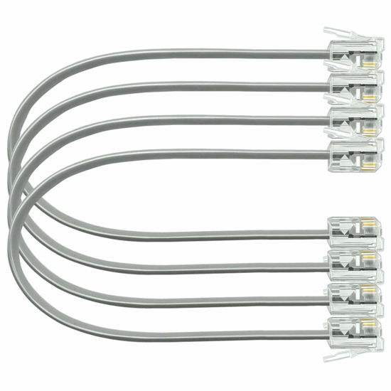 Picture of NECABLES 4Pack 8 Inch Short Phone Cord Short Telephone Cord Short Phone Line Cord RJ11 6P4C Male to Male for Landline