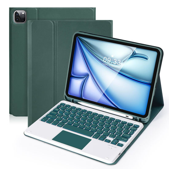 Picture of SOPPY Keyboard Case with Touchpad for iPad, Bluetooth Keyboard for iPad Air 6th (M2) 11" 2024, iPad Air 5th 2022, iPad Air 4th 2020, iPad Pro 11 inch 2018-2022, Built-in Pencil Slot - Dark Green
