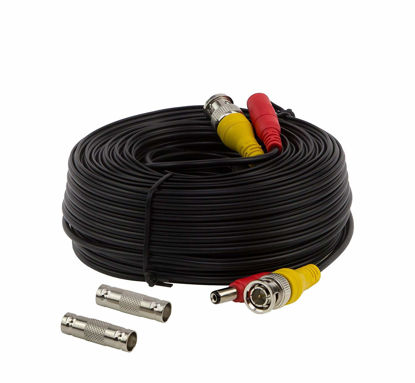 Picture of InstallerCCTV BNC Video Power Cable, 60ft All-in-One Video HD-TVI HD-CVI AHD Analog 1080p Black Premade Power Cable w/Connectors for CCTV Security Cameras - Black