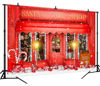 Picture of DePhoto Red Christmas Photo Backdrop Santa's Toy Shop Candy Cane in Snow World Xmas Family Holiday Party Banner Photography Background Supplies Decor Studio Prop PGT673A 7x5ft