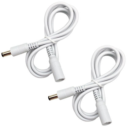 Picture of ANLINK 2 Pack 3ft DC Power Extension Cable 5.5mm*2.1mm Male to Female Power Cord for Security Camera DVR, LED Strip Light, Router, 12V DC Power Supply Adapter and More(White)