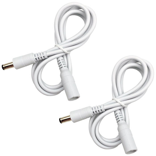 Picture of ANLINK 2 Pack 3ft DC Power Extension Cable 5.5mm*2.1mm Male to Female Power Cord for Security Camera DVR, LED Strip Light, Router, 12V DC Power Supply Adapter and More(White)