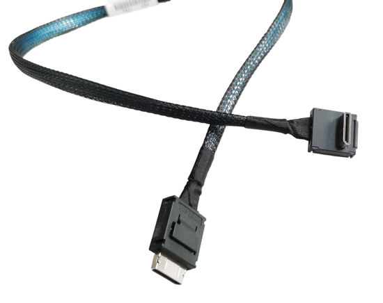 Picture of MITATTOK Mini SAS Cable, SFF-8611 to SFF-8611 Straight to Front Angle High-Speed Data Transfer for SAS/RAID Controllers, Backplanes, and Servers, 2FT