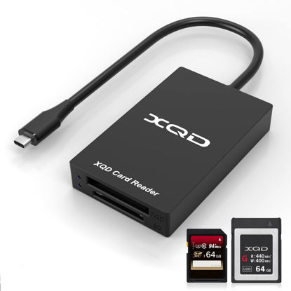 Picture of XQD Card Reader USB C XQD/SD Reader Dual Slot Memory Card Reader 5Gpbs Super Speed Support Sony G/M Series, Lexar 2933x/1400x USB Mark XQD Card,SD Card for Windows/Mac OS,Type C XQD Card Reader