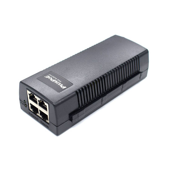 Picture of PLUSPOE Dual Ports Gigabit Power Over Ethernet Injector Adapter (35 Watts Max) with 2 PoE for IP Cameras, VOIP Phones or Access Points and Other 802.3af Devices