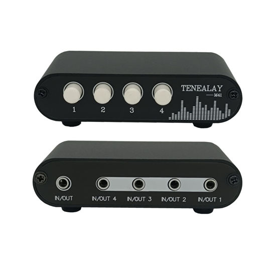 Picture of TENEALAY 4 in 1 Out / 1 in 4 Out AUX 3.5mm Stereo Audio Input Signal Source Switcher, 4-Way Switch Selector Splitter Box M41