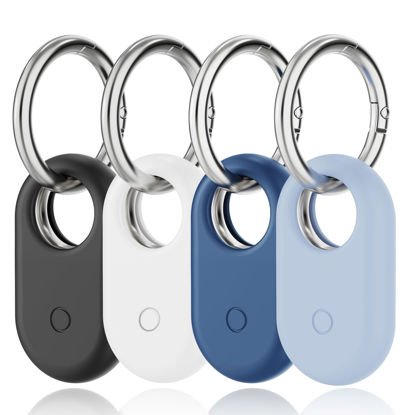 Picture of SPOMOX [4 Pack] Silicone Case for Samsung Smart Tag 2, Silicone Holder for Galaxy SmartTag 2 with Keychain - Full Body Shockproof, Anti-Scratch Cover for Backpacks, Car Keys, Luggage, Dog Collars