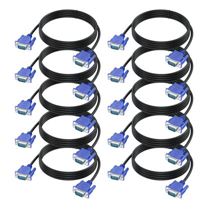 Picture of URELEGAN VGA Cable 6 Feet 10-Pack, VGA Monitor Cable, Computer VGA Shielding Cord 1080P Full HD Male to Male Cord HD15 for Computer PC Monitor Laptop TV Projector Splitter Docking Station and More