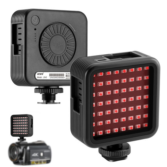 Picture of Ordro LN-5 IR Night Vision Light for Camera, 2023 New Upgraded Version Infrared Night Light for Enhancing Camera Night Shooting Visibility, 56PCS IR Lamp Beads 850nm Rechargeable IR Light