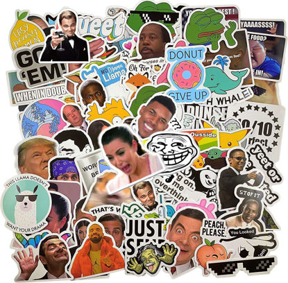Picture of (122 Pcs) Funny Meme Vinyl Stickers Pack, Vine Stickers for Laptop, iPhone, Water Bottles, Computer, and Hydro Flask, DIY Decor for Bumper Wall